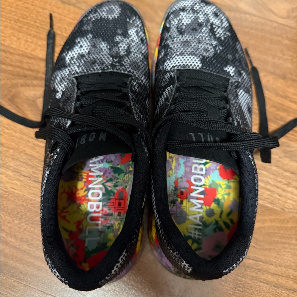 NOBULL Black and White Floral Trainers